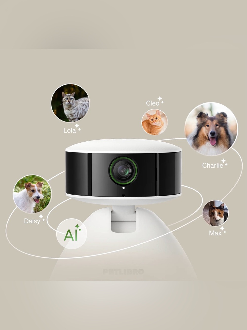 Petlibro Scout Smart Pet Camera with AI Multi-Pet Recognition, White